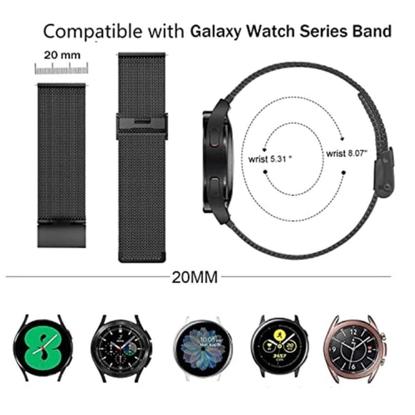 Samsung Galaxy Watch 5 / 5 Pro / Watch 4 milanesisk urrem - Sort