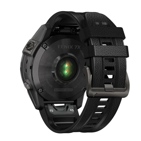 26 mm silikone læder med silikone urrem til Garmin ur - Sort