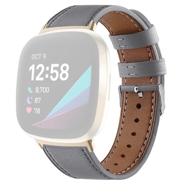Urrem i ægte læder Fitbit Sense 2 / Versa 4 - Grå