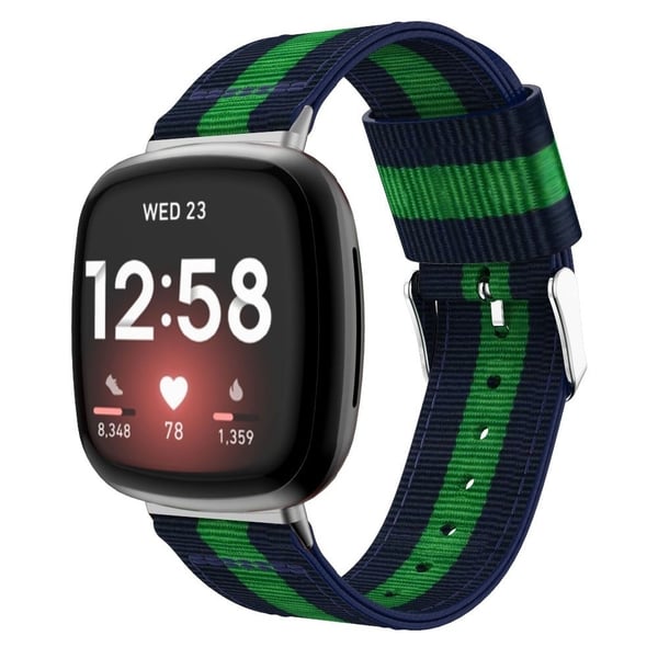 Fitbit Sense 2 / Versa 4 nylonstribet urrem - Blå / Grøn / Blå