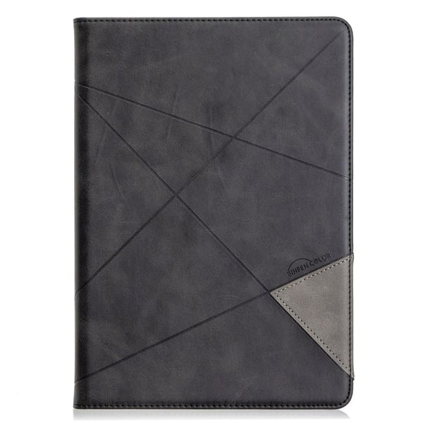 iPad 10.2 (2021) / (2020) / Air (2019) geometrinen kuvio nahkainen flip case - Musta