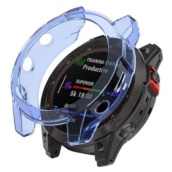 Garmin Fenix 7X / 7X Solar gjennomsiktig deksel - Gjennomsiktig Blå Garmin Fenix 7X / 7X Solar gjennomsiktig deksel - Gjennomsiktig Blå
