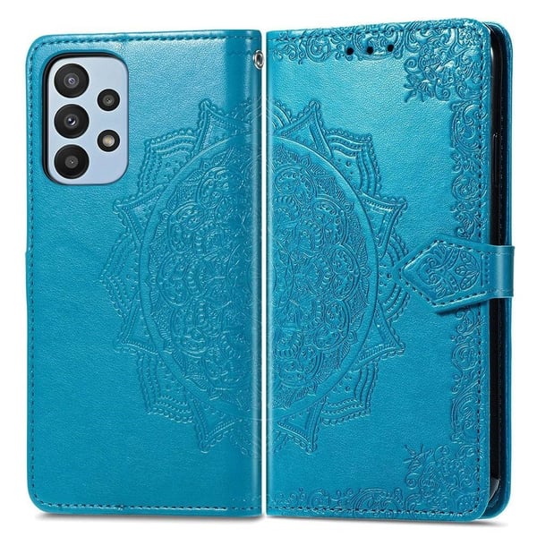 Mandala Samsung Galaxy A23 læderetui - Blå Mandala Samsung Galaxy A23 læderetui - Blå