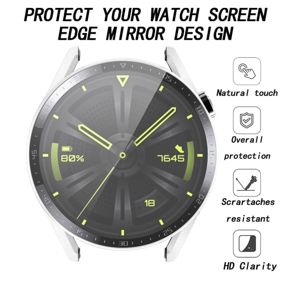 Huawei Watch GT 3 (46 mm) matt deksel + urskiveplate i herdet glass - Hvit