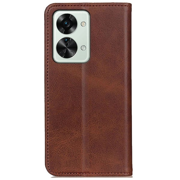 OnePlus Nord 2T flip etui i ægte læder med pung – Brun