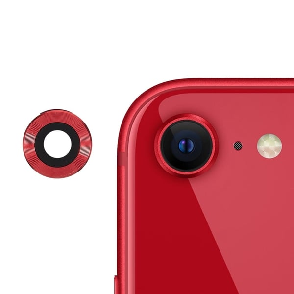 iPhone SE (2022) / SE 2020 metall + kameralinsebeskytter i herdet glass - Rød iPhone SE (2022) / SE 2020 metall + kameralinsebeskytter i herdet glass - Rød