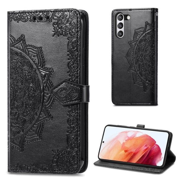 Mandala Samsung Galaxy S21 FE Flippetui - Svart Mandala Samsung Galaxy S21 FE Flippetui - Svart