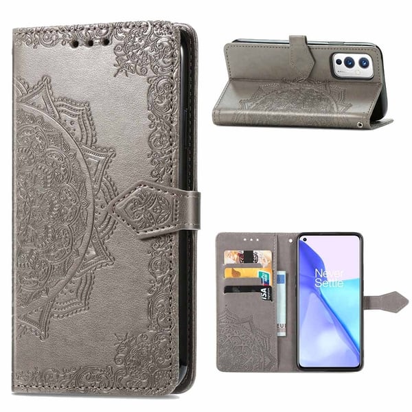 Mandala OnePlus 9 Flippetui - Grå