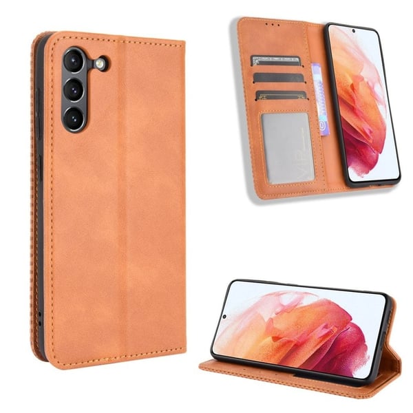 Bofink Vintage Samsung Galaxy S21 FE Lær Etui - Brun