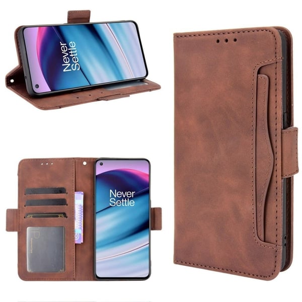 Lommebok-etui i moderne skinn-design OnePlus Nord CE 5G - Brun
