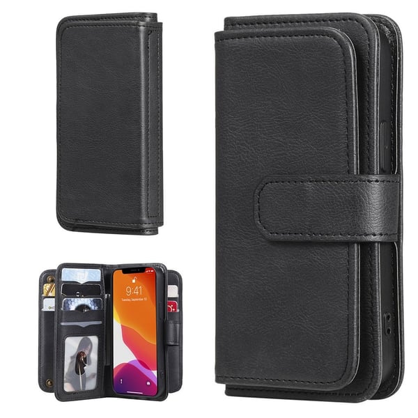 iPhone 13 Mini etui med pung & 10 kortpladser – Sort iPhone 13 Mini etui med pung & 10 kortpladser – Sort
