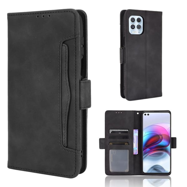 Modern-styled Læder Pung Etui til Motorola Moto G100 / Edge S - Sort