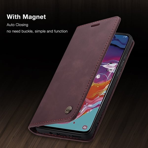 CaseMe Samsung Galaxy A70 Vintage Etui - Vinrød