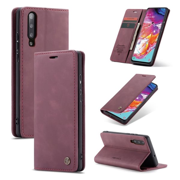 CaseMe Samsung Galaxy A70 Vintage Etui - Vinrød