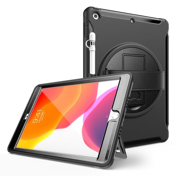 iPad 10.2 (2019) 360 drejelig holdbart etui - Sort