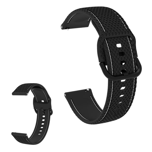 20 mm Universal line design klokkerem i silikon - Svart / Hvit