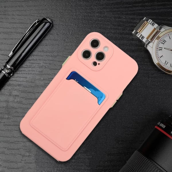 Card Holder Suojakuori For iPhone 13 Pro - Pinkki