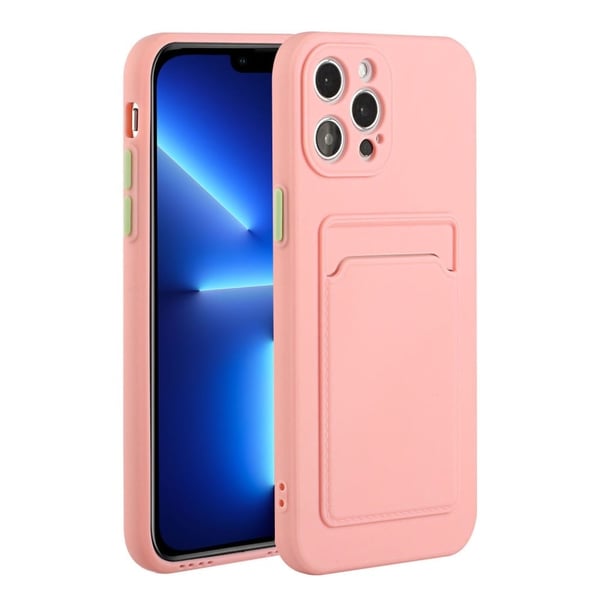 Card Holder Suojakuori For iPhone 13 Pro - Pinkki