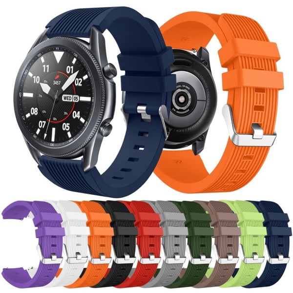 Samsung Galaxy Watch 3 (45 mm) nålestripe silikonklokkearmbånd - Svart