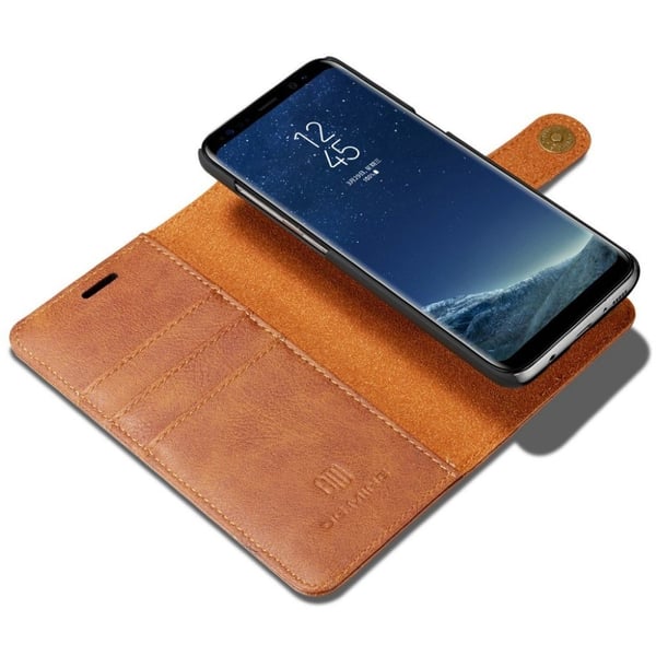 DG.MING Samsung Galaxy S8 etui laget av plastikk og split lær - Brunt