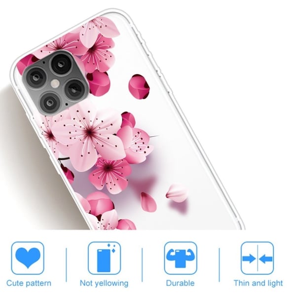 Blødt, fleksibelt skal med mønstertryk iPhone 12 Pro/12 - Lyserød