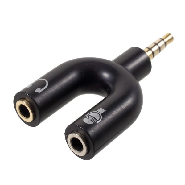 U formet 3.5mm stereo lyd til dobbel hodetelefon splitt adapter - svart