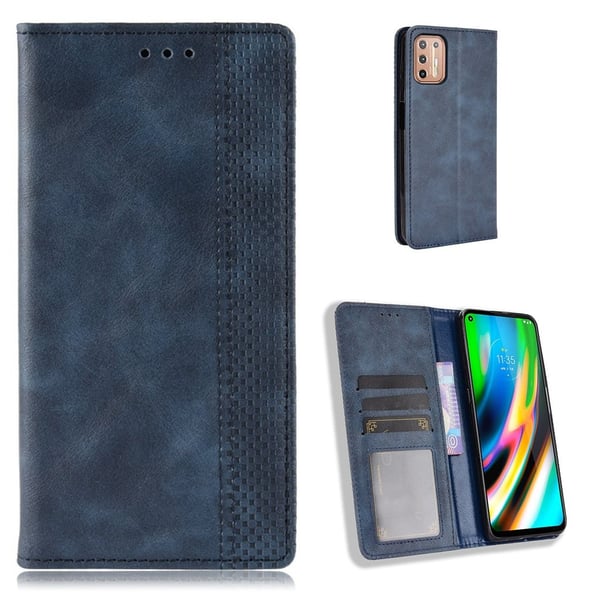 Bofink Vintage Motorola Moto G9 Plus læder etui - blå