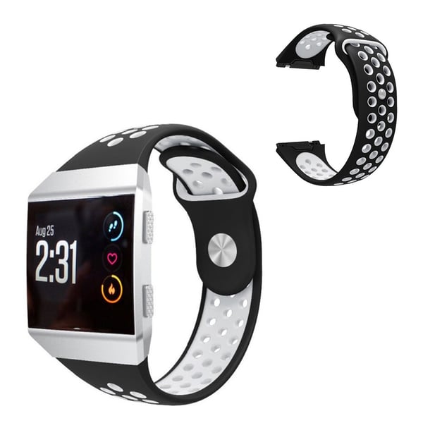 Fitbit Ionic tofarget silikonarmbånd - Svart / Hvit