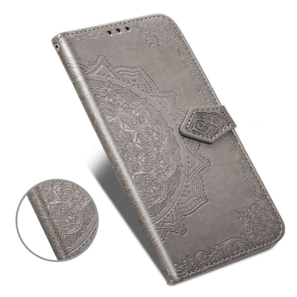 Mandala läder iPhone 12 Pro / iPhone 12 fodral - Silver/Grå