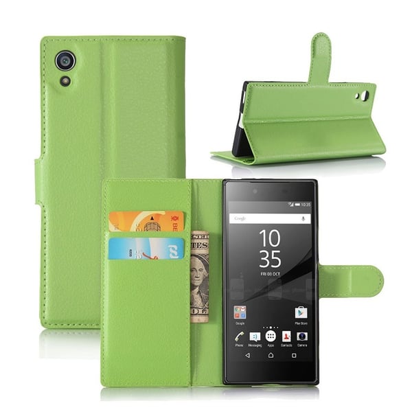 Sony Xperia Xa1 Litchi Korn Lær Flip Etui - Grønn