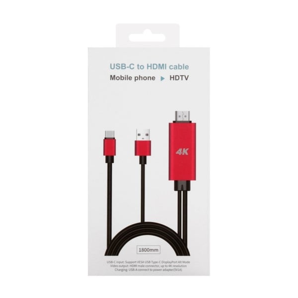 Universel USB 3.1 Type-C til HDMI TV/HDTV Video kabel til Samsung Galaxy S8/S9 Plus