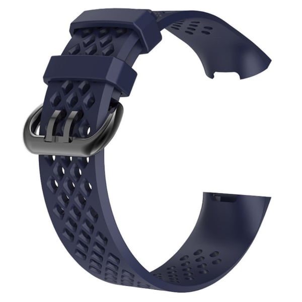 Fitbit Charge 3 erstatnings urrem i silikome med sportsdesign - Str. L, Mørkeblå