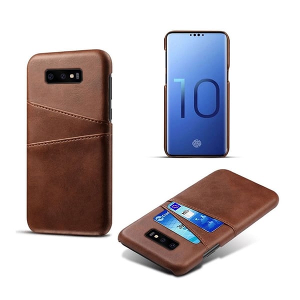 Samsung Galaxy S10e Skinnetui Med To Kortlommer - Brun