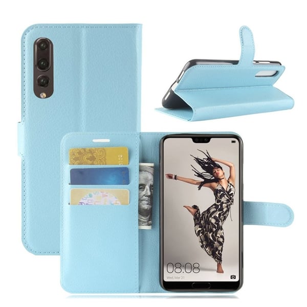 Huawei P20 Pro Etui laget av kunstlær og silikon – Blå