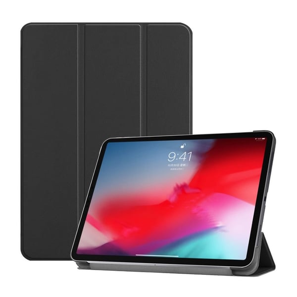 iPad Pro 11 beskyttelses deksel av syntetisk skinn med 3 dels stativ - svart