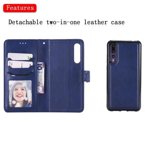 Huawei P20 Pro löstagbart läderfodral - Blå