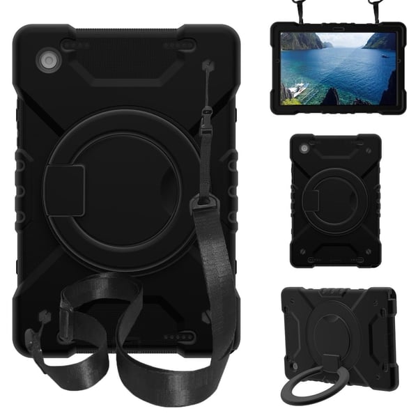 Samsung Galaxy Tab A8 10.5 (2021) hybriddeksel med stropp - Hele Baksiden Samsung Galaxy Tab A8 10.5 (2021) hybriddeksel med stropp - Hele Baksiden