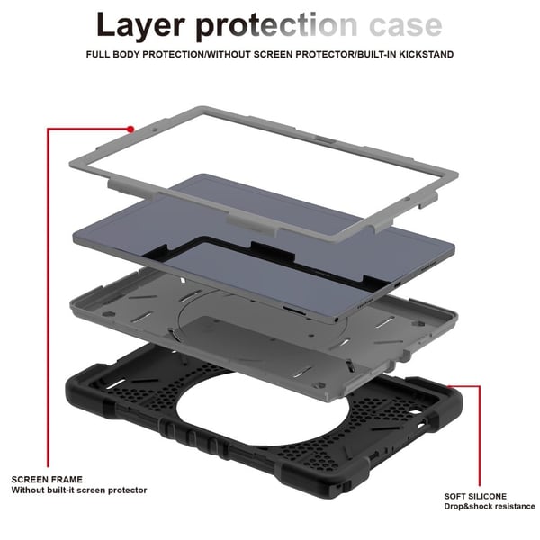 Samsung Galaxy Tab A8 10.5 (2021) hybridcover med strop - Sort / Grå