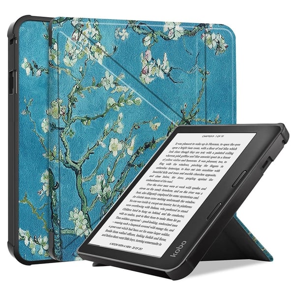 Kobo Sage lærveske i origami-stil - Aprikos Blomst