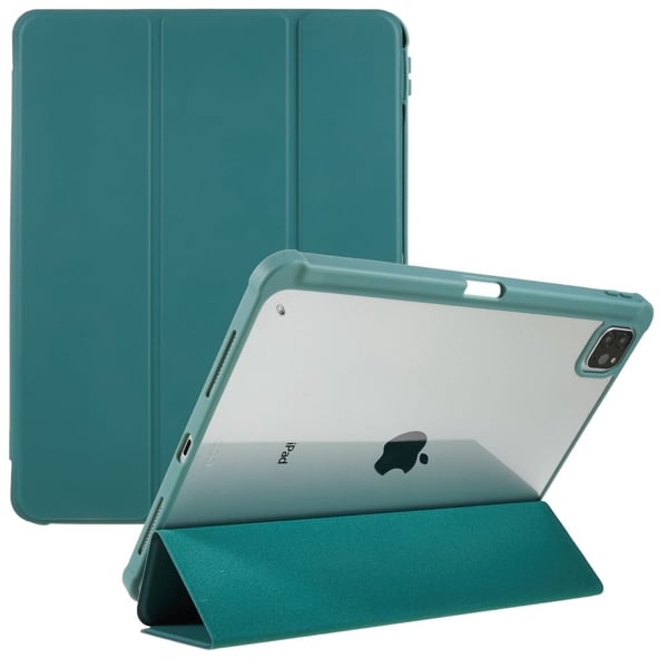 iPad Pro 12.9 (2022) / (2021) / (2020) kolmiosainen nahka- ja akryylikotelo - Keskiyön Vihreä iPad Pro 12.9 (2022) / (2021) / (2020) kolmiosainen nahka- ja akryylikotelo - Keskiyön Vihreä