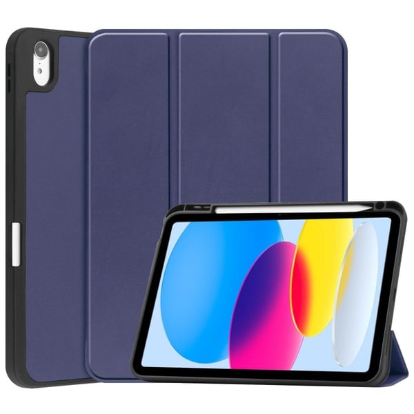 iPad 10.9 (2022) trefoldig skinnveske - Blå