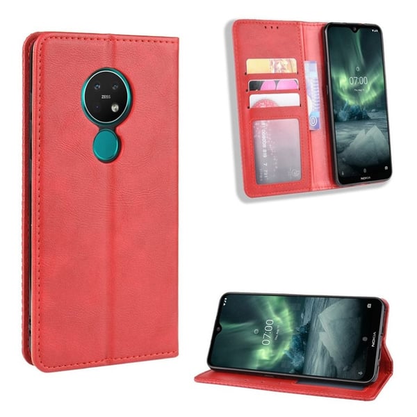 Bofink Vintage Nokia 6.2 / 7.2 leather kotelot - Punainen