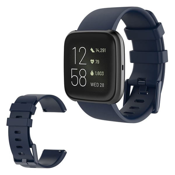 Fitbit Versa 2 / Versa Lite silikone Urrem - Mørkeblå / Størrelse: S