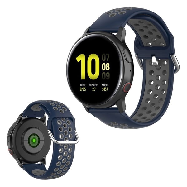 Samsung Galaxy Watch Active / Active 2 - 40mm / 44mm dual farge watch band - Mørk Blå / Grå