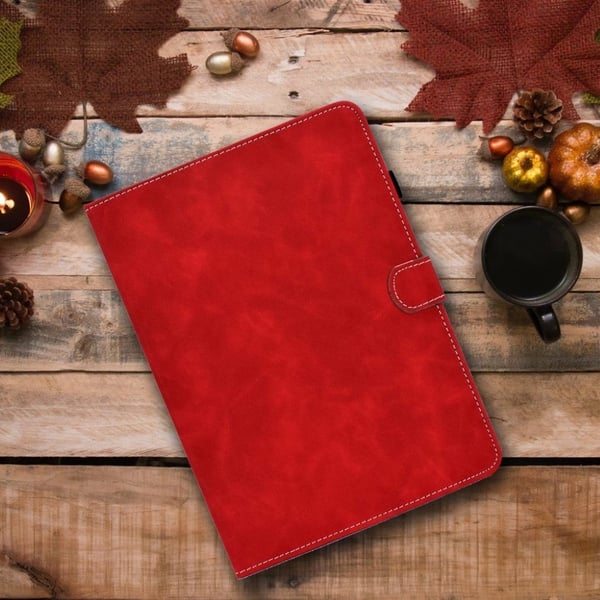 Solid Color Card Slots Stand Flip Leather Protective Cover iPad 10.2 (2021)/(2020)/(2019) / iPad Air 10.5 inch (2019) - Rød