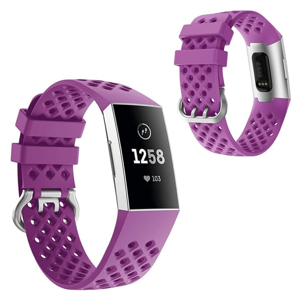 Fitbit Charge 4 / 3 urrem med firkantet hul i silikone - Lilla Fitbit Charge 4 / 3 urrem med firkantet hul i silikone - Lilla