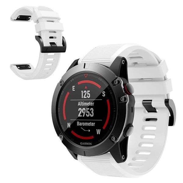 Garmin Fenix 5X silikonarmbånd med stripe - Hvit