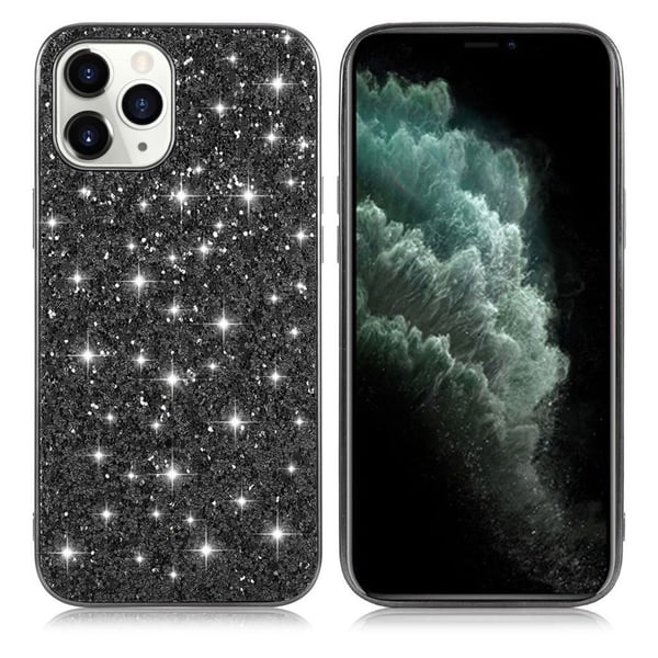 Glitter iPhone 12 Mini Etui - Svart
