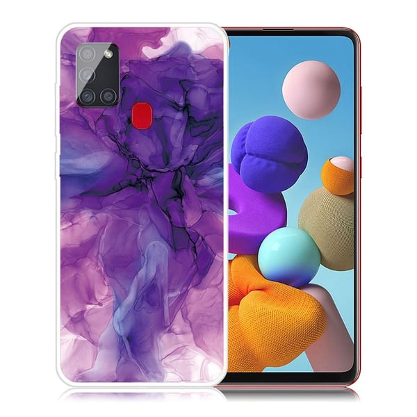 Marble design Samsung Galaxy A21s kotelot - Unenomainen Violetti Marmori