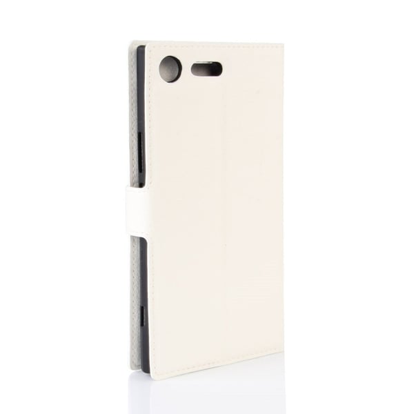 Sony Xperia Xz Premium Litchi Skinn Tekstur PU Lær Flip Etui - Hvit